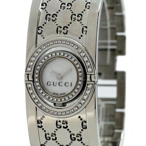 Gucci Twirl 23mm Ladies MOP Dial Double Diamond Bezel Watch